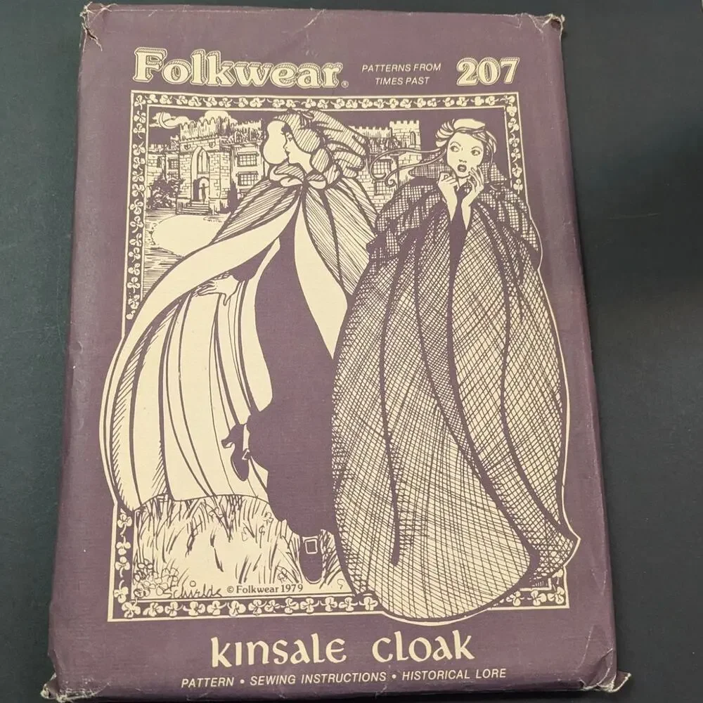 Vintage Folkwear 207 Kinsale Cloak Sewing Pattern 1970s Irish Cape & Hood